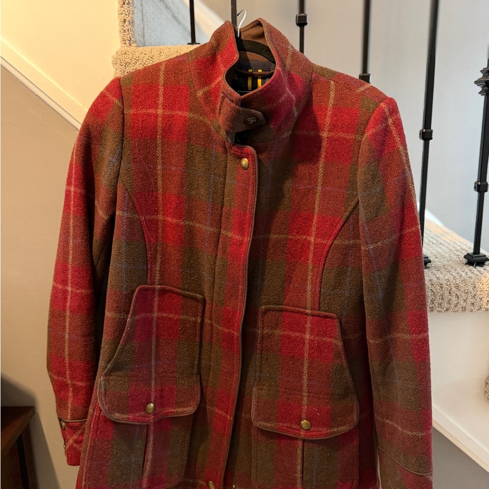 Joules Women's Red Field-coat Plaid  Jacket - Picture 3 of 8